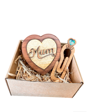 Mother's Day Gift Set - Mum Keepsake Box & Mums Paua Heart Book Clip