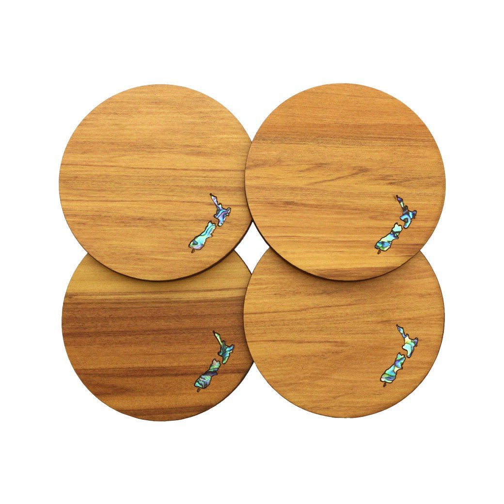 New Zealand Paua Rimu Coaster Set