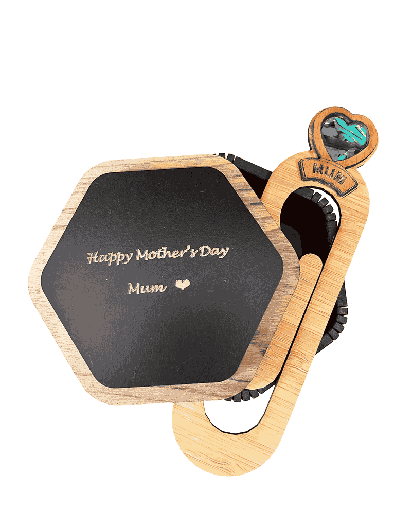 Mothers Day Gift Set - Paua Heart Hexagonal Box & Mums Paua Heart Book Clip
