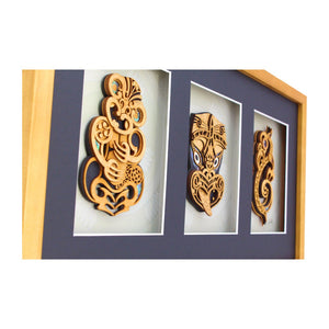 Premium Large Triple Carving Maori Artwork