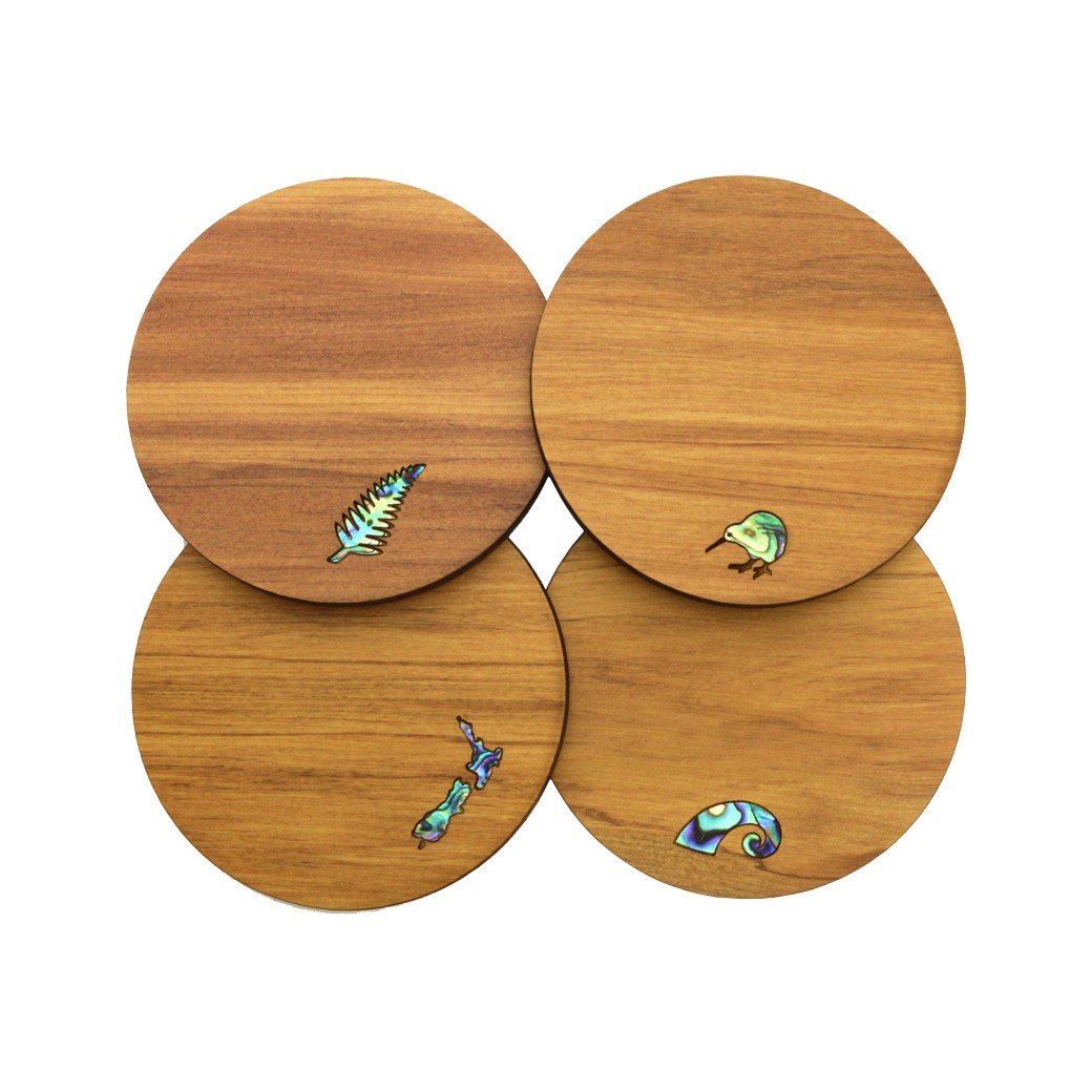 Mixed Paua Rimu Coaster Set